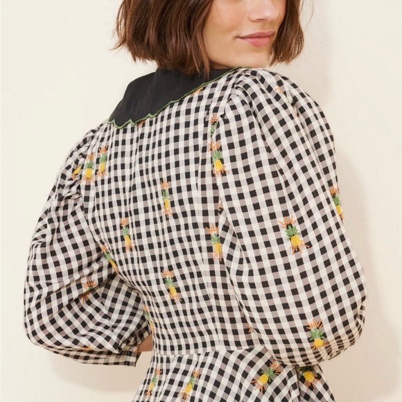 FARM Rio Linen Blend Gingham Top - Picture 2 of 4